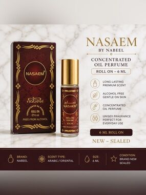 Nabeel NASAEM Concentrated Oil Perfume Roll On 6 ml Alcohol Free New